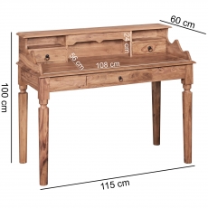 Písací stôl / sekretár Kada, 115 cm, masív agát - 3