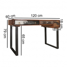 Písací stôl so zásuvkami Patna, 120 cm, mangové drevo - 2