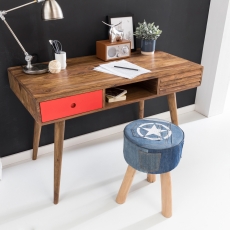 Písací stôl so zásuvkami Repa, 120 cm, masív Sheesham, červená - 5