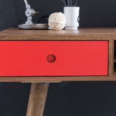 Písací stôl so zásuvkami Repa, 120 cm, masív Sheesham, červená - 6