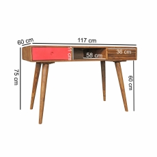 Písací stôl so zásuvkami Repa, 120 cm, masív Sheesham, červená - 3