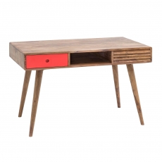 Písací stôl so zásuvkami Repa, 120 cm, masív Sheesham, červená - 1