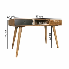 Písací stôl so zásuvkami Repa, 120 cm, masív Sheesham, čierna - 2