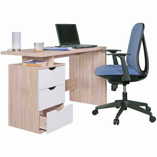 Písací stôl so zásuvkami Samo, 120 cm, Sonoma dub/biela - 1