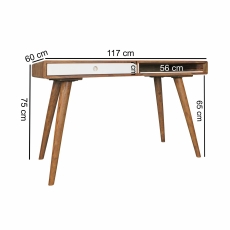 Písací stôl so zásuvkou Repa, 120 cm, masív Sheesham, biela - 3