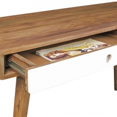 Písací stôl so zásuvkou Repa, 120 cm, masív Sheesham, biela - 9