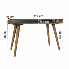 Písací stôl so zásuvkou Repa, 120 cm, masív Sheesham, čierna - 3