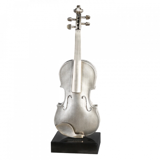 Plastika Violine na mramorovém podstavci, 65 cm, stříbrná/champagne - 1