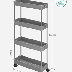 Pojazdný regál Crafty, 86 cm, sivá - 5