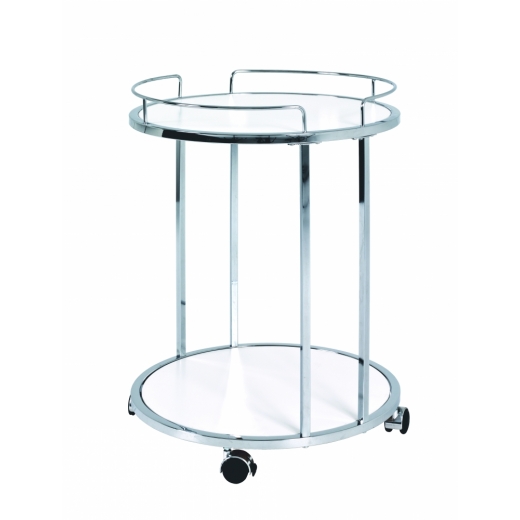 Pojazdný servírovací stolík Clay, 60 cm, chróm/biela - 1