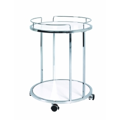 Pojazdný servírovací stolík Clay, 60 cm, chróm/biela