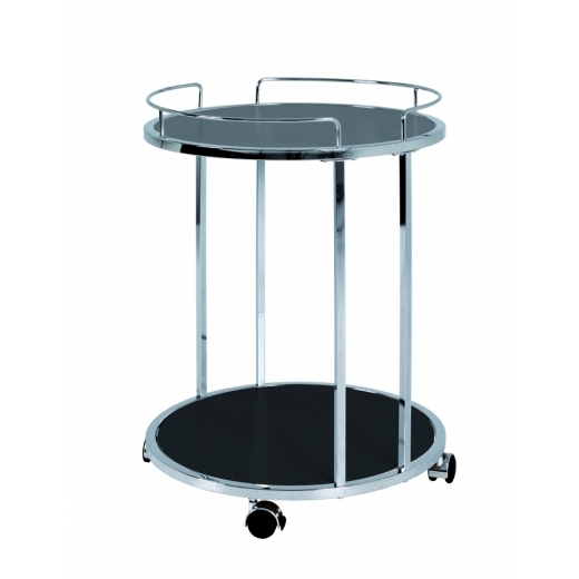 Pojazdný servírovací stolík Clive, 60 cm, chróm/čierna - 1