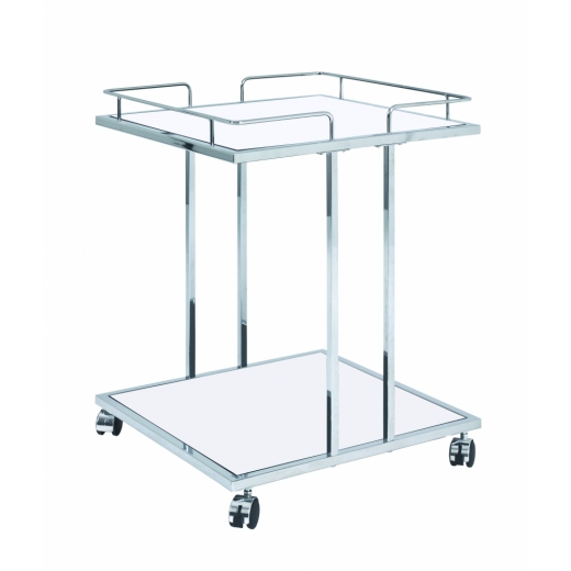 Pojízdný servírovací stolek Clyde, 60 cm, chrom/bílá - 1