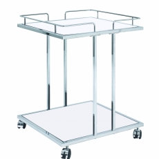 Pojízdný servírovací stolek Clyde, 60 cm, chrom/bílá - 1