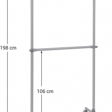 Pojízdný stojan Dorien, 198 cm, šedá - 4