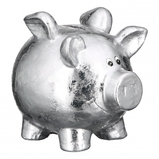 Pokladnička Pigg, 15,5 cm, strieborná