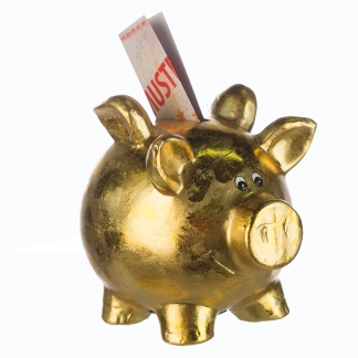 Pokladnička Pigg, 15,5 cm, zlatá