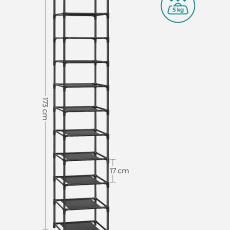 Policový botník Element, 173 cm, čierna - 5