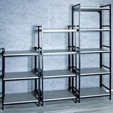 Policový regál Vickey, 180 cm, betón/čierna - 4