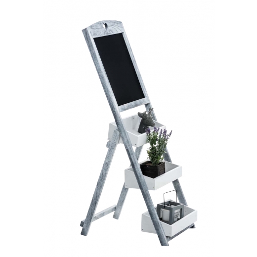 Poschodový regál s tabuľou Ombord, 111 cm, antik sivá - 1