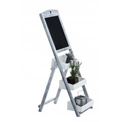 Poschodový regál s tabuľou Ombord, 111 cm, antik sivá