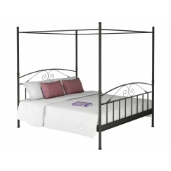 Posteľ s nebesami Bibe, 140 cm, čierna