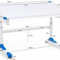 Pracovní stůl Alia, 119 cm, bílá / modrá - 4