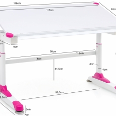 Pracovní stůl Alia, 119 cm, bílá / růžová - 4