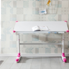 Pracovní stůl Alia, 119 cm, bílá / růžová - 6
