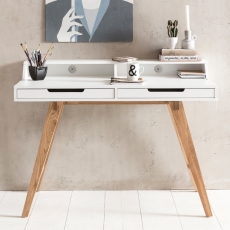 Pracovní stůl Helen, 110 cm, bílá / dub - 2