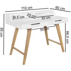 Pracovní stůl Helen, 110 cm, bílá / dub - 3