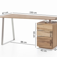 Pracovní stůl Joy, 150 cm, masivní dub - 3