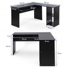 Pracovní stůl Leon, 140 cm, černá - 4