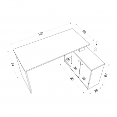 Pracovní stůl Masasi, 130 cm, bílá - 6