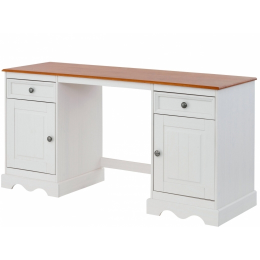 Pracovní stůl Meliss, 160 cm, bílá / borovice - 1
