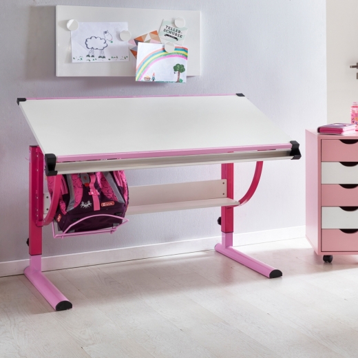 Pracovní stůl Moa, 118 cm, růžová - 1