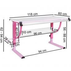 Pracovní stůl Moa, 118 cm, růžová - 4