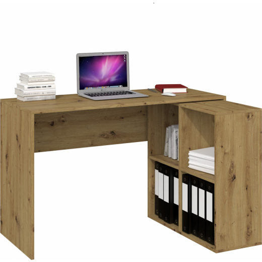 Pracovní stůl s knihovnou Dewrin, 120 cm, dub - 1