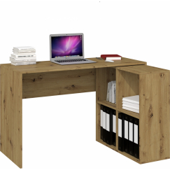 Pracovní stůl s knihovnou Dewrin, 120 cm, dub