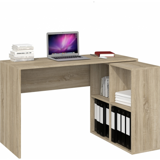 Pracovní stůl s knihovnou Plus, 120 cm, dub sonoma - 1