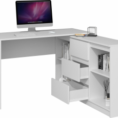 Pracovní stůl s knihovnou Plus II, 120 cm, bílá - 5