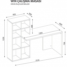Pracovní stůl Win, 120 cm, bílá - 3