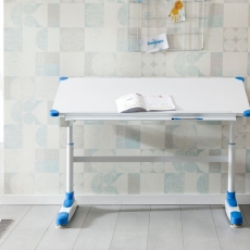 Pracovný stôl Alia, 119 cm, biela/modrá - 6