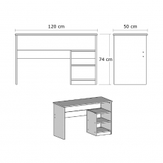 Pracovný stôl Bahar, 120 cm, biela - 4