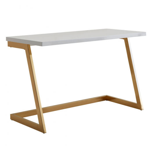 Pracovný stôl Burries, 120 cm, biela / zlatá - 1