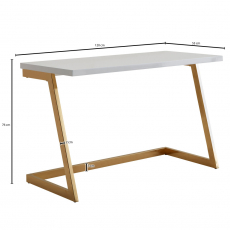 Pracovný stôl Burries, 120 cm, biela / zlatá - 4