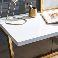 Pracovný stôl Burries, 120 cm, biela / zlatá - 6