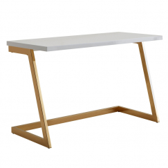 Pracovný stôl Burries, 120 cm, biela / zlatá