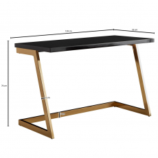 Pracovný stôl Burries, 120 cm, čierna / zlatá - 4