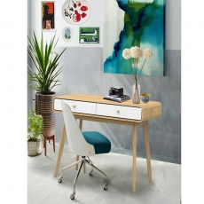Pracovný stôl Calin, 120 cm, biela/dub - 4